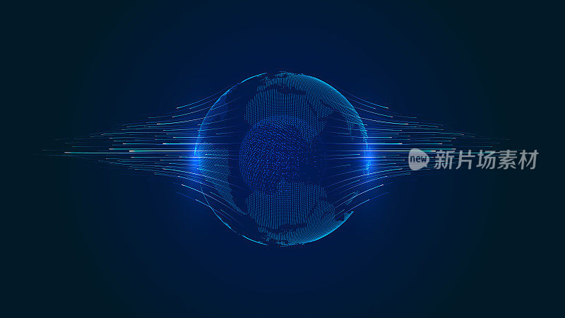 3D粒子球和射线互联网技术大数据背景