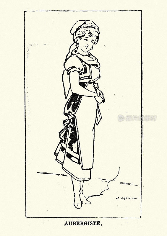 维多利亚化装服,舞台服装,奥贝吉特,旅店老板,法国,1890年代,19世纪