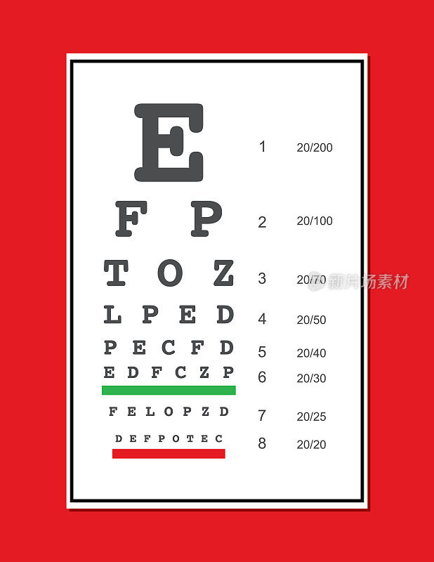 医生眼科检查表的平面颜色