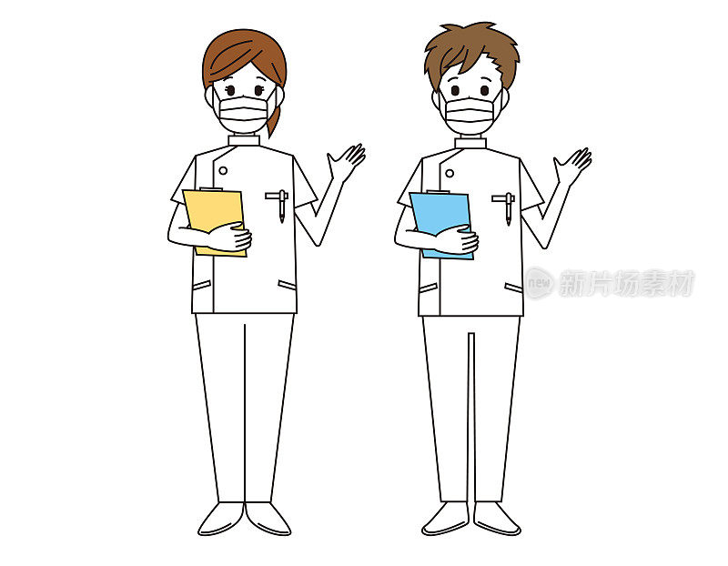 男护士和女护士。卫生保健工作者。矢量插图。