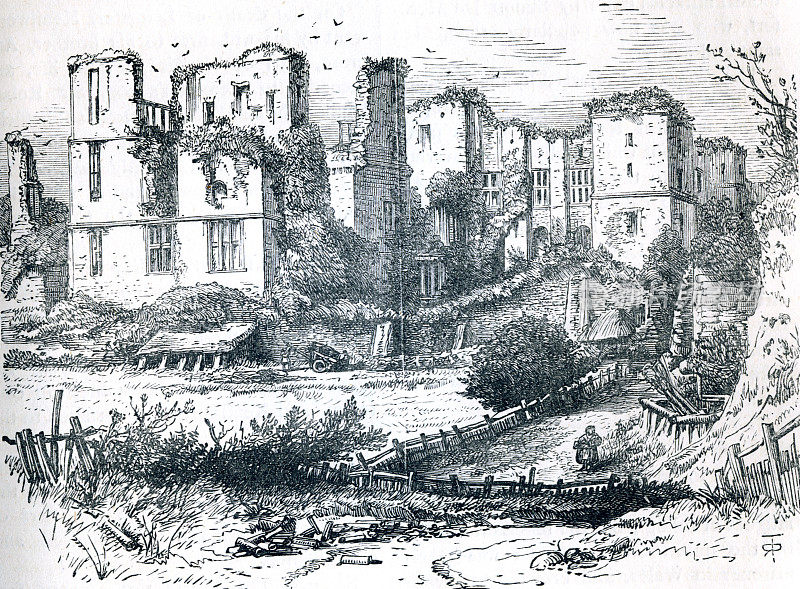 凯尼尔沃思城堡，英国沃里克郡，19世纪插图