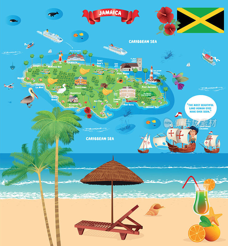 牙买加卡通地图