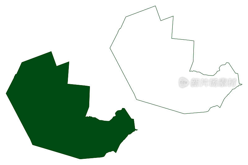 萨拉戈萨市(自由和主权国家科阿韦拉德萨拉戈萨，墨西哥，美国墨西哥)地图矢量插图，潦草草图地图