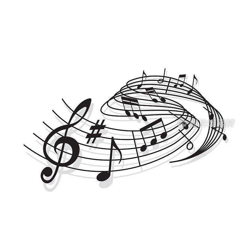 音乐的波动，旋律或歌曲的音符背景