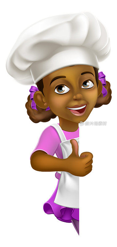 黑人女孩卡通小孩厨师小孩点赞