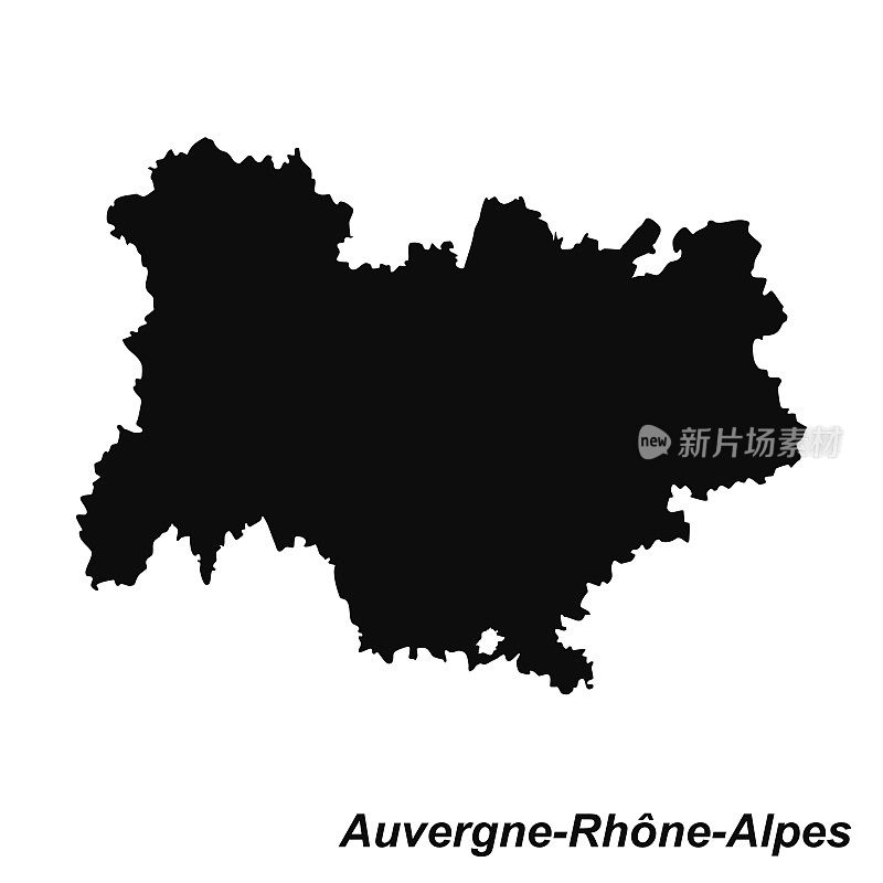 奥弗涅-罗纳-阿尔卑斯大区矢量剪影地图