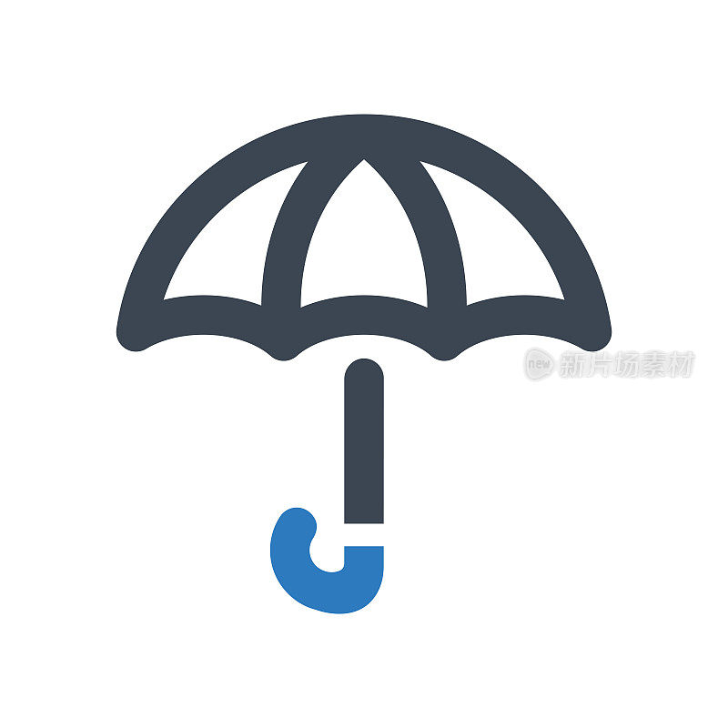 雨伞图标-矢量插图。伞，保险，保护，雨，天气，安全，安全，线，轮廓，图标。