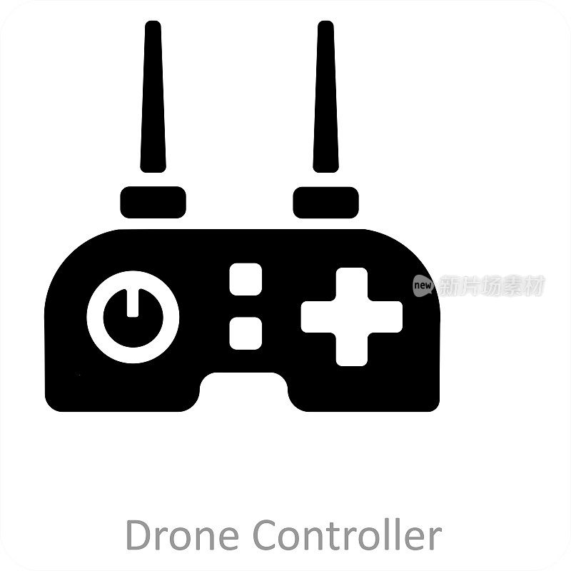 无人机控制器和技术图标概念