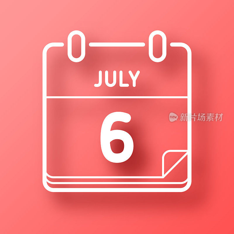 7月6日。图标在红色背景与阴影