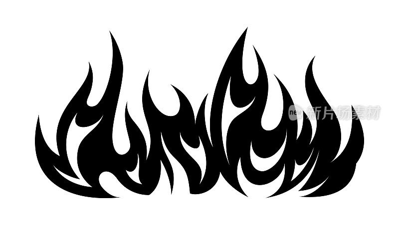 火焰火火球剪影grunge纹身设计插画剪纸