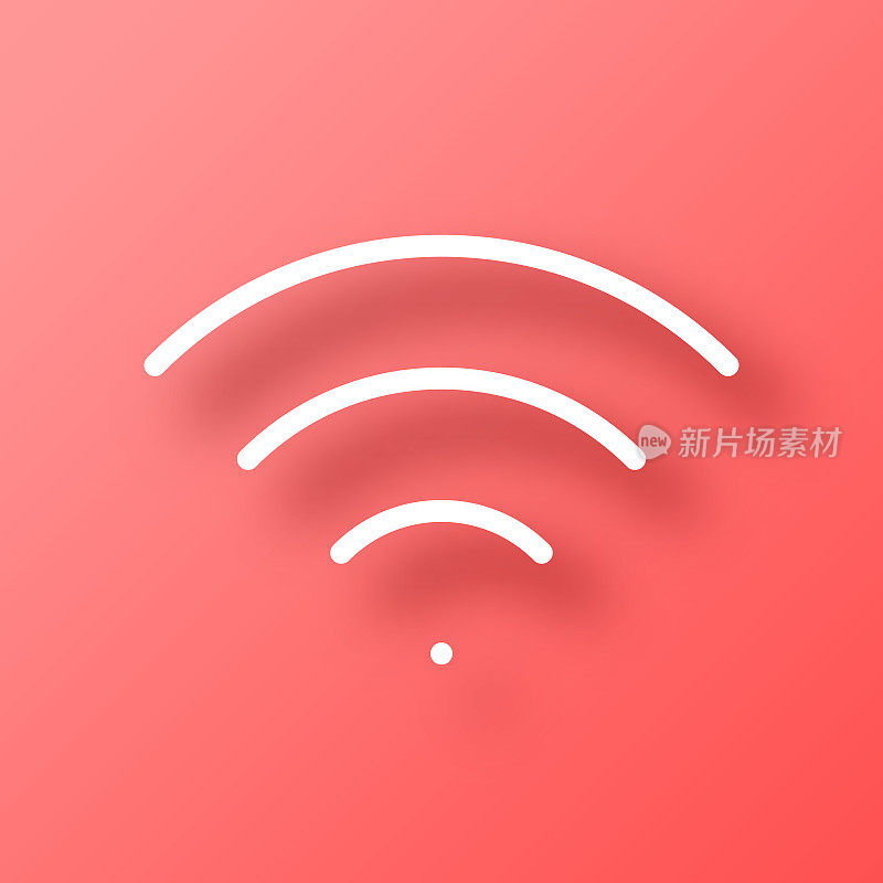 Wifi。图标在红色背景与阴影