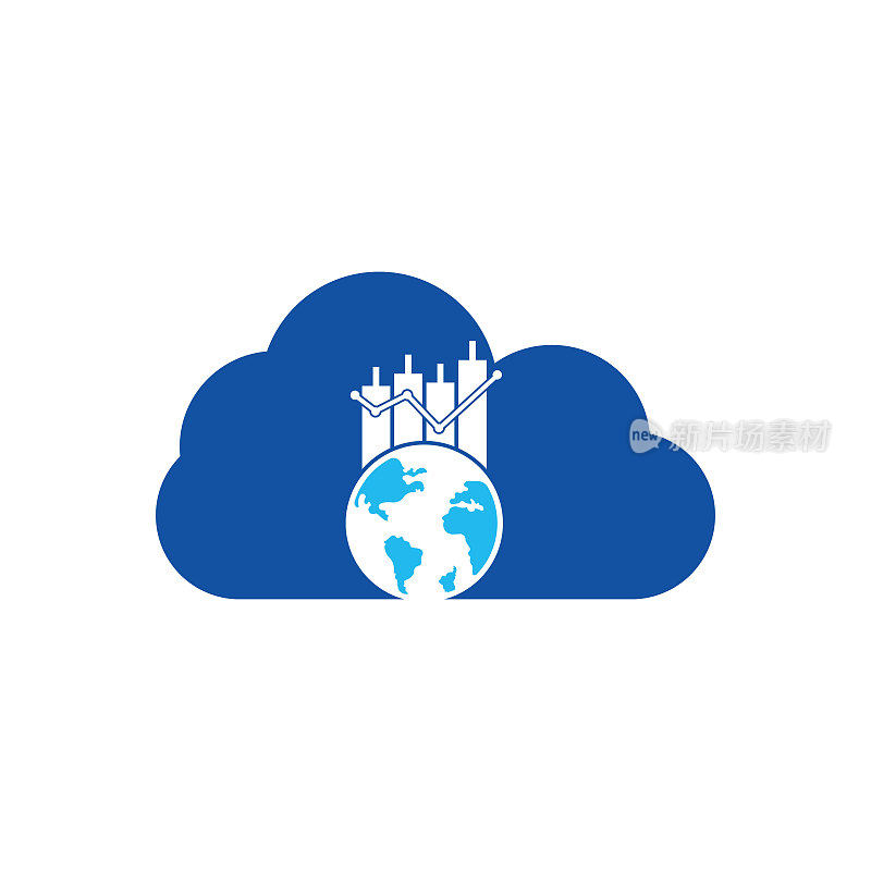 世界财经和云造型概念标志设计概念。