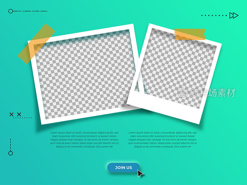 用胶带粘的相框。数字营销机构和企业社交媒体帖子模板