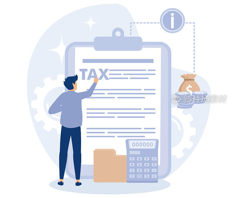 报税概念，报告你的收入，索赔文件，财务报告，平矢量现代插图