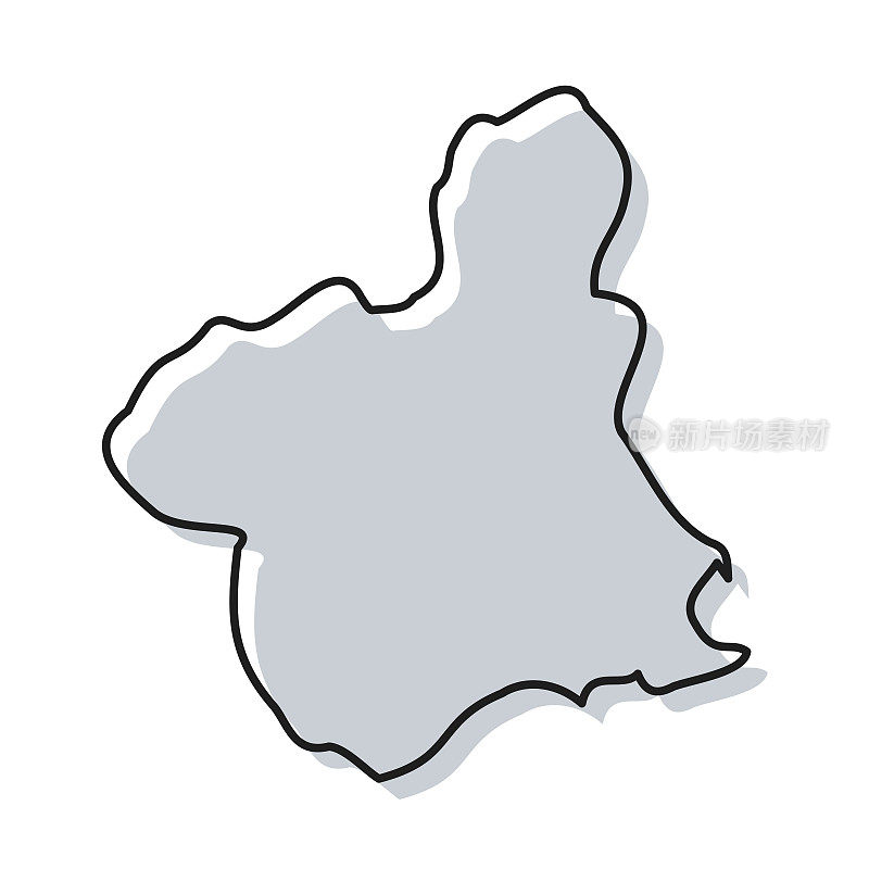 穆尔西亚地区地图手绘在白色背景-时尚的设计