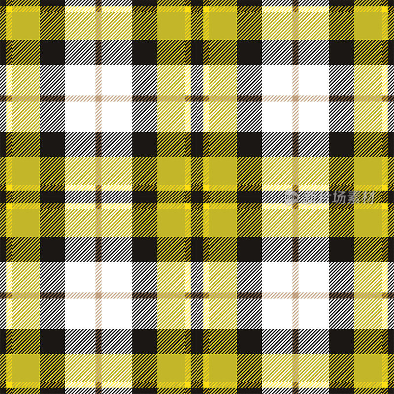 黄色苏格兰格子格图案织物样品