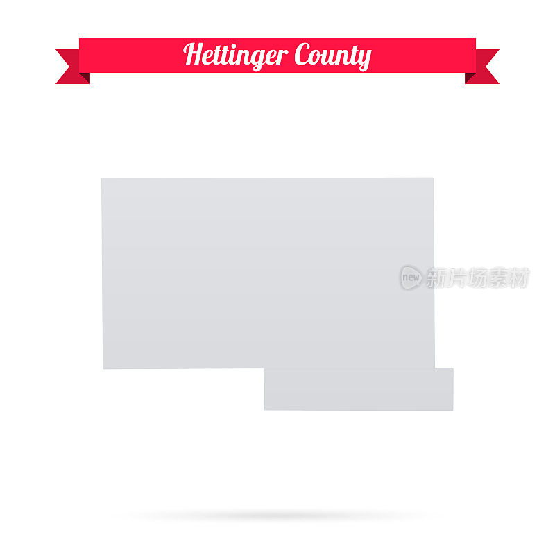 北达科他州的Hettinger县。白底红旗地图
