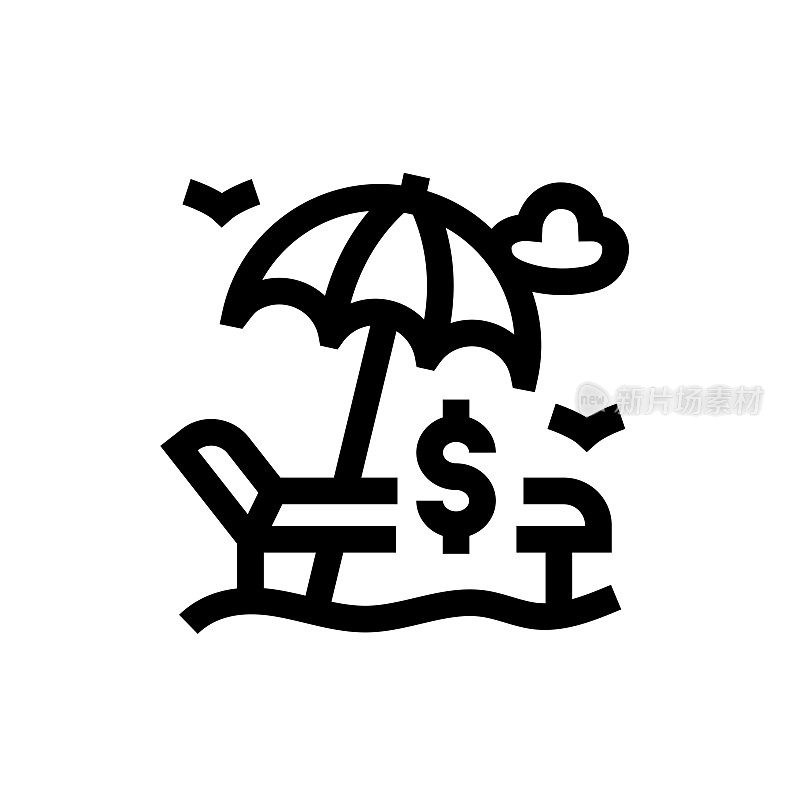 带薪假期线图标，设计，像素完美，可编辑笔触。标志、标志、符号。