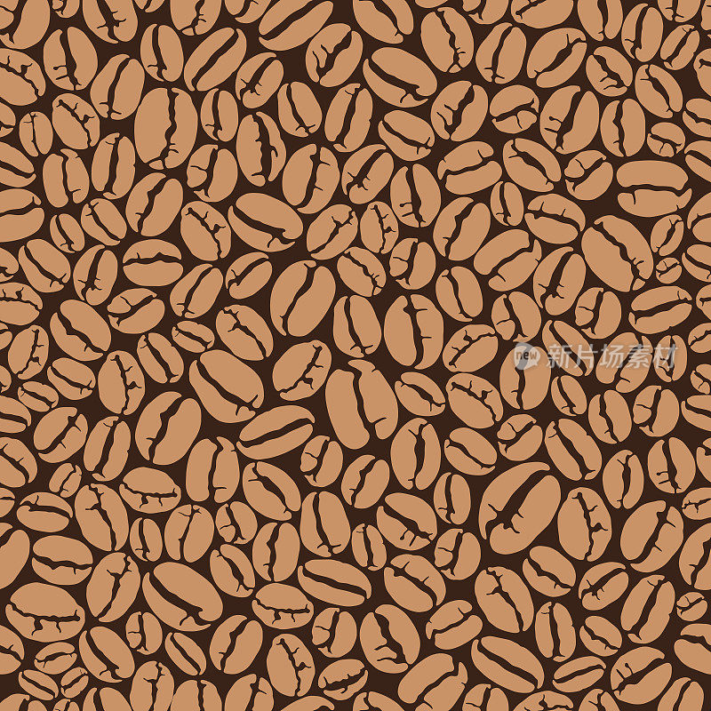 咖啡豆无缝图案。咖啡制造，咖啡馆和餐馆的咖啡豆矢量插图