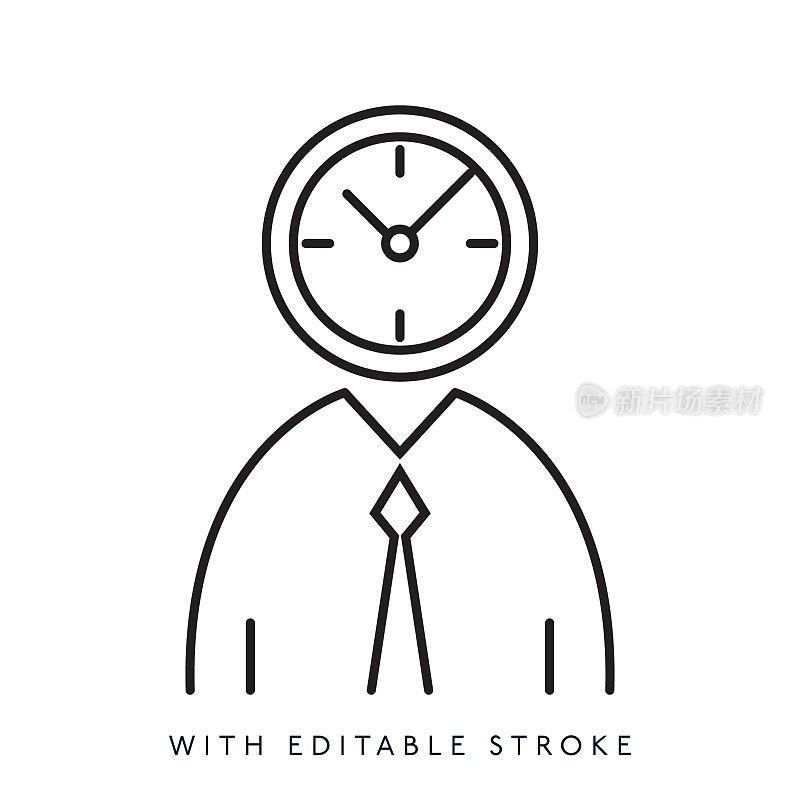 商人与时间线图标设计与可编辑的笔画