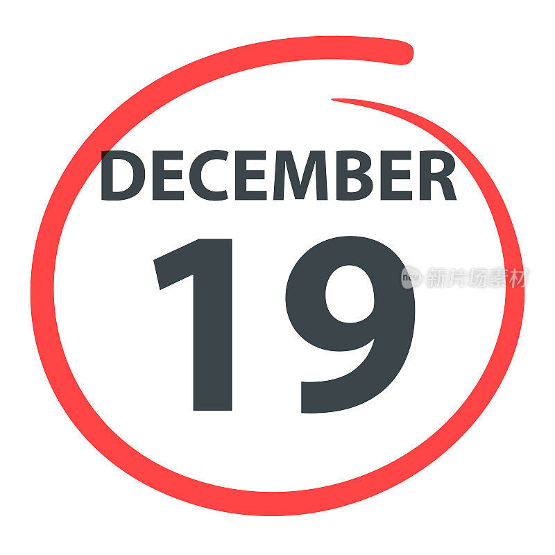 12月19日――白底上用红色圈出的日期