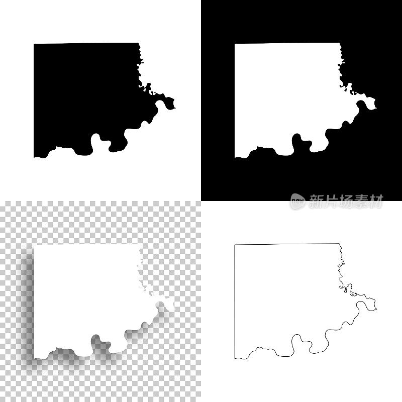 密苏里州卡罗尔县。设计地图。空白，白色和黑色背景