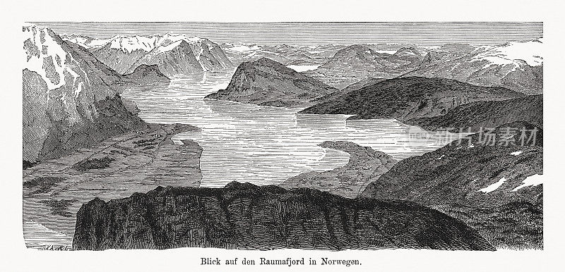 Isfjorden，劳马，M?re og Romsdal，挪威，木雕，1894年出版