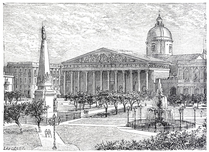 布宜诺斯艾利斯大教堂和五月广场，1897年