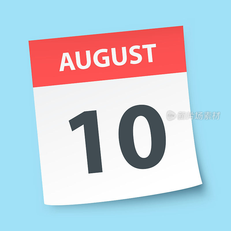 8月10日-蓝色背景的每日日历