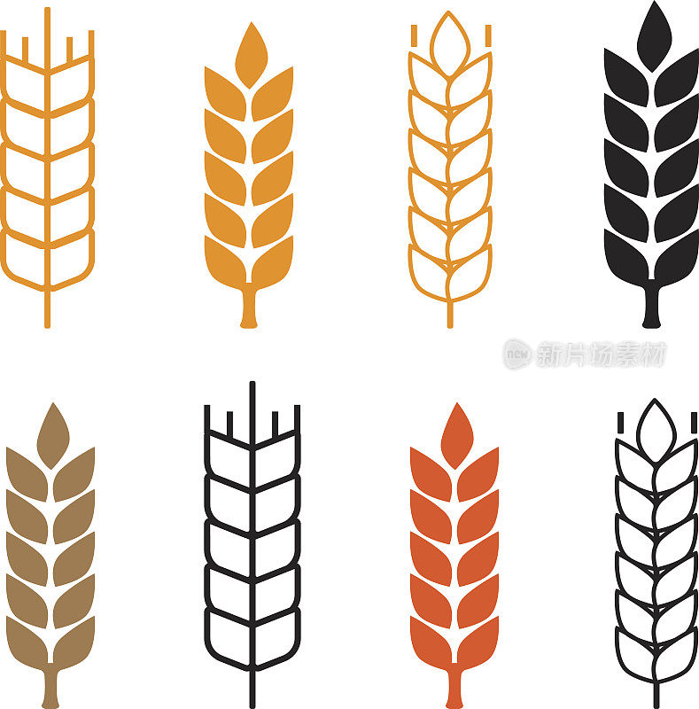 一套简单的小麦穗图标