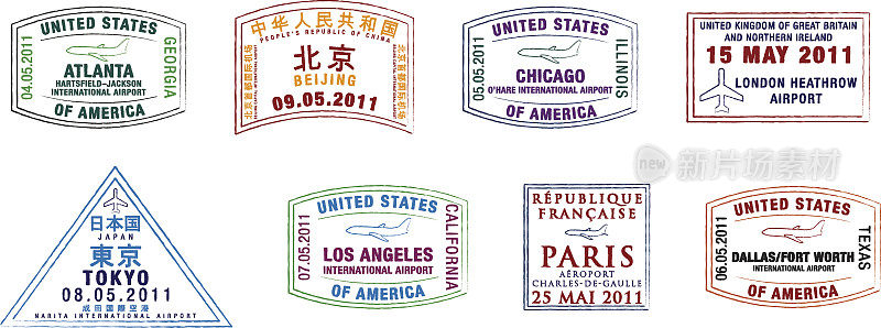 飞机的护照邮票