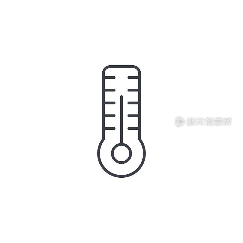 温度计、天气或医疗设备的细线图标。线性向量符号
