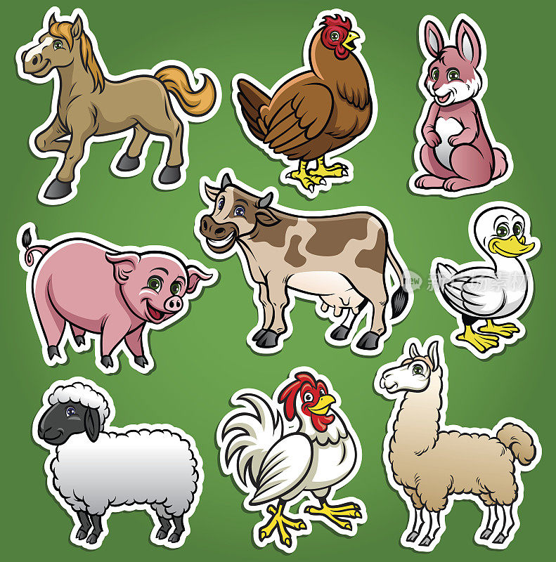 农场动物卡通套装