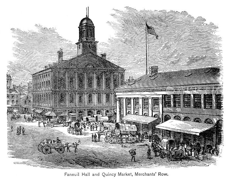 马萨诸塞州波士顿法尼尔大厅和昆西市场