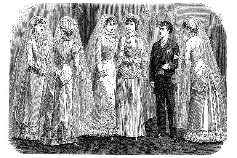 维多利亚时尚婚纱19世纪