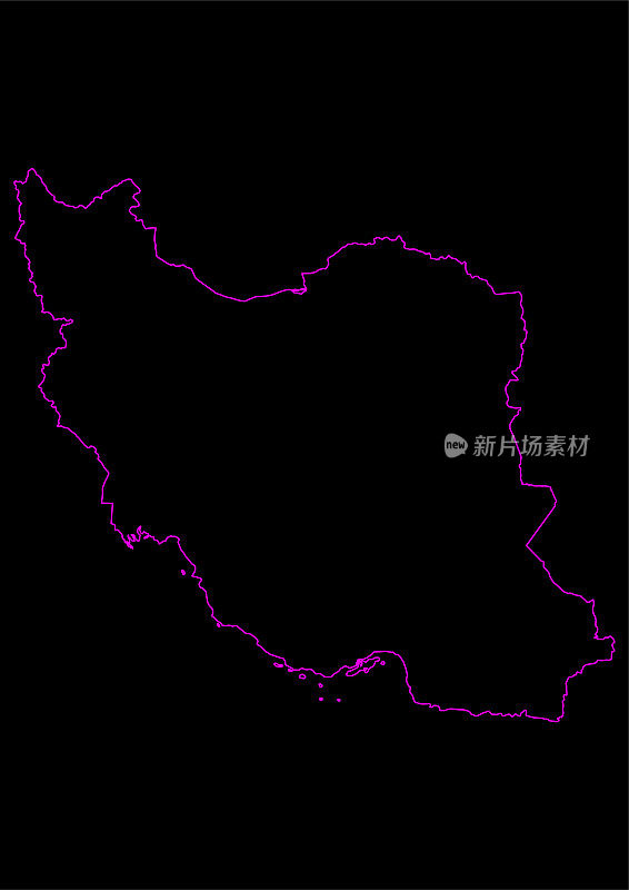 黑色背景下的伊朗霓虹地图