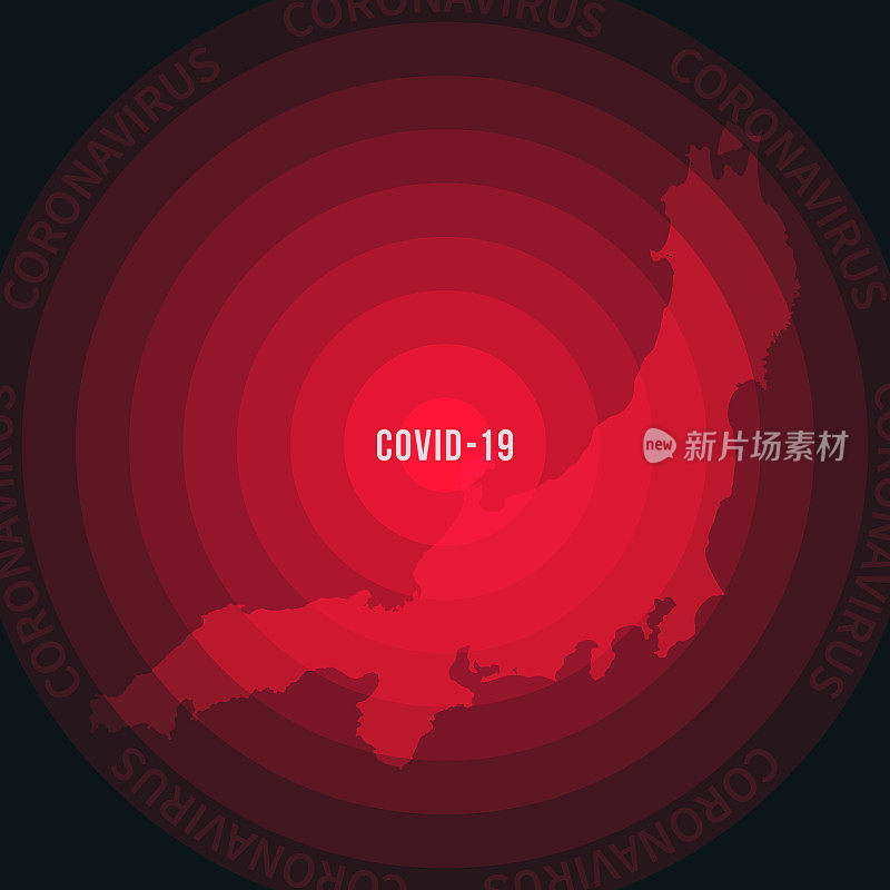 2019冠状病毒病蔓延本州地图。冠状病毒爆发