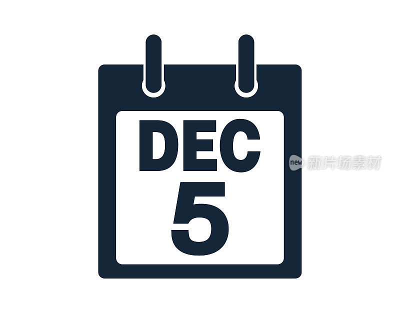 12月5日日历图标股票矢量插图