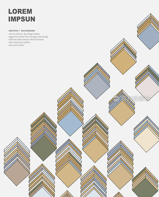 建筑图案背景的抽象彩色立方体部分