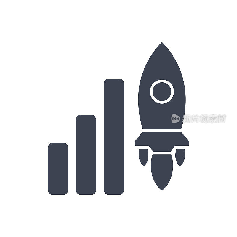 增长图标-火箭图业务-股票矢量插图