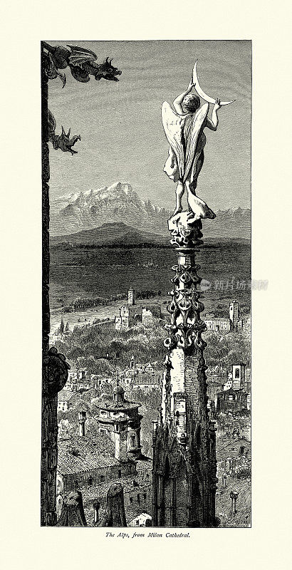 阿尔卑斯山，米兰大教堂，天使，伦巴第，意大利，19世纪