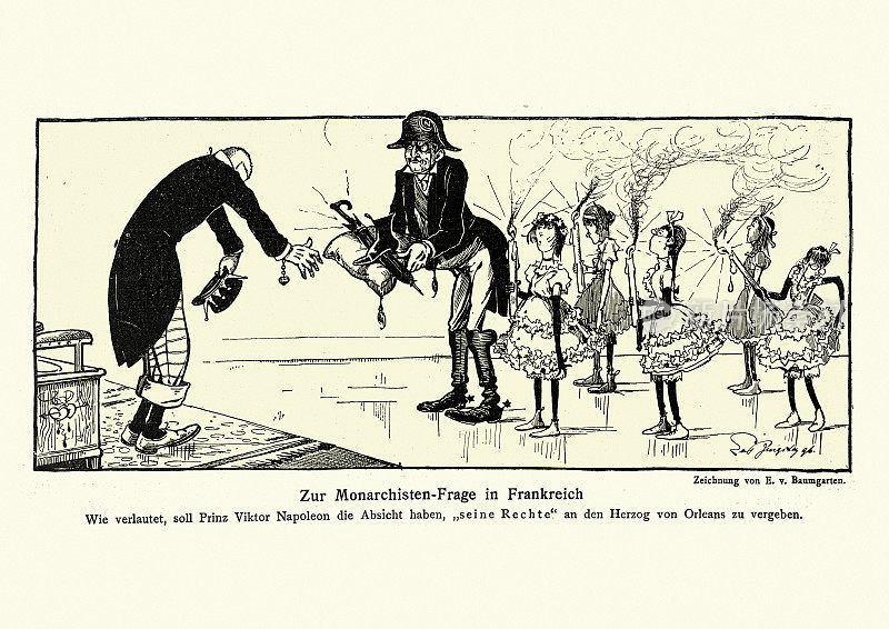 德国讽刺漫画，关于法国君主主义者，19世纪90年代，维克多，拿破仑王子