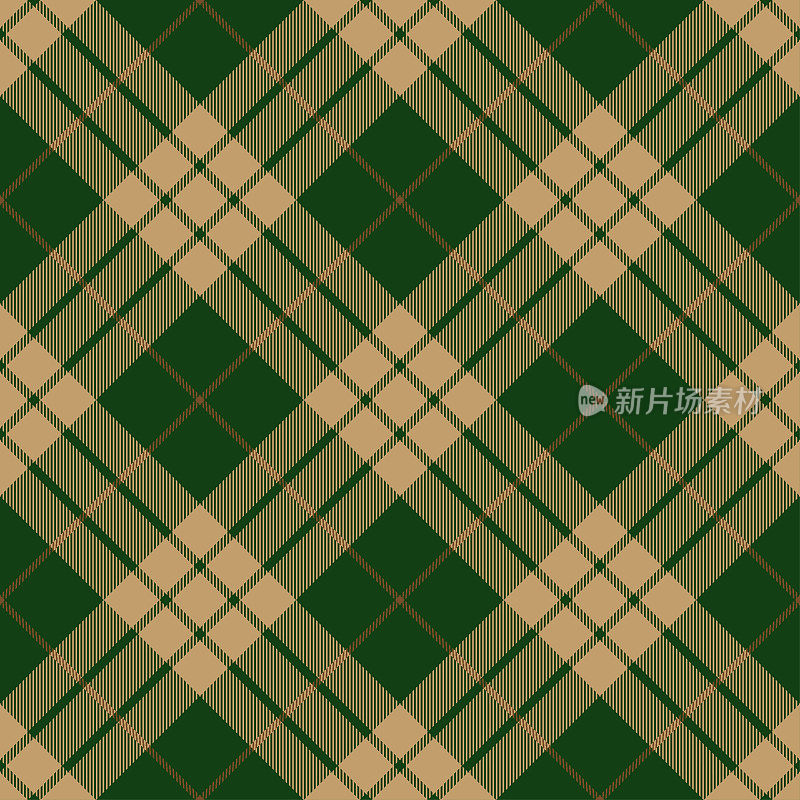 绿色米色菱形格子苏格兰格子纺织图案