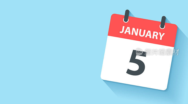 1月5日-每日日历图标在平面设计风格