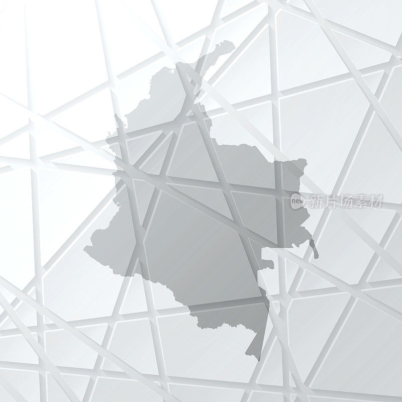 哥伦比亚地图与网状网络在白色背景