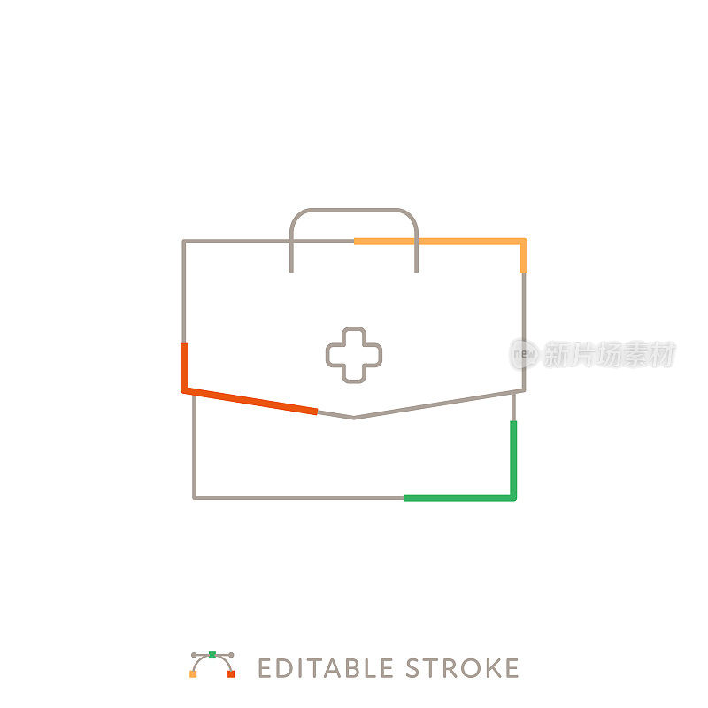 急救袋多色线图标与可编辑的笔触
