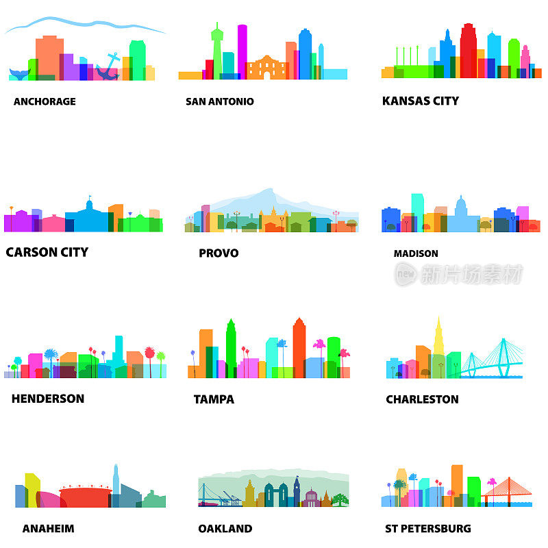 美国城市景观系列覆盖图形