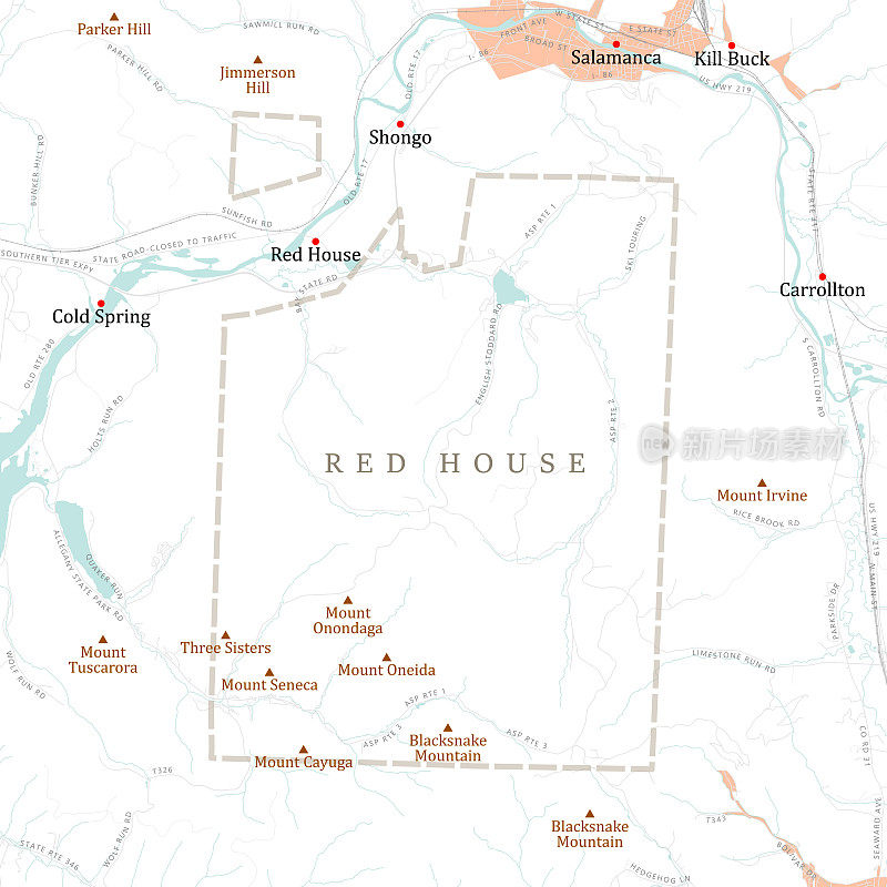 纽约卡塔洛格斯红房子矢量路线图