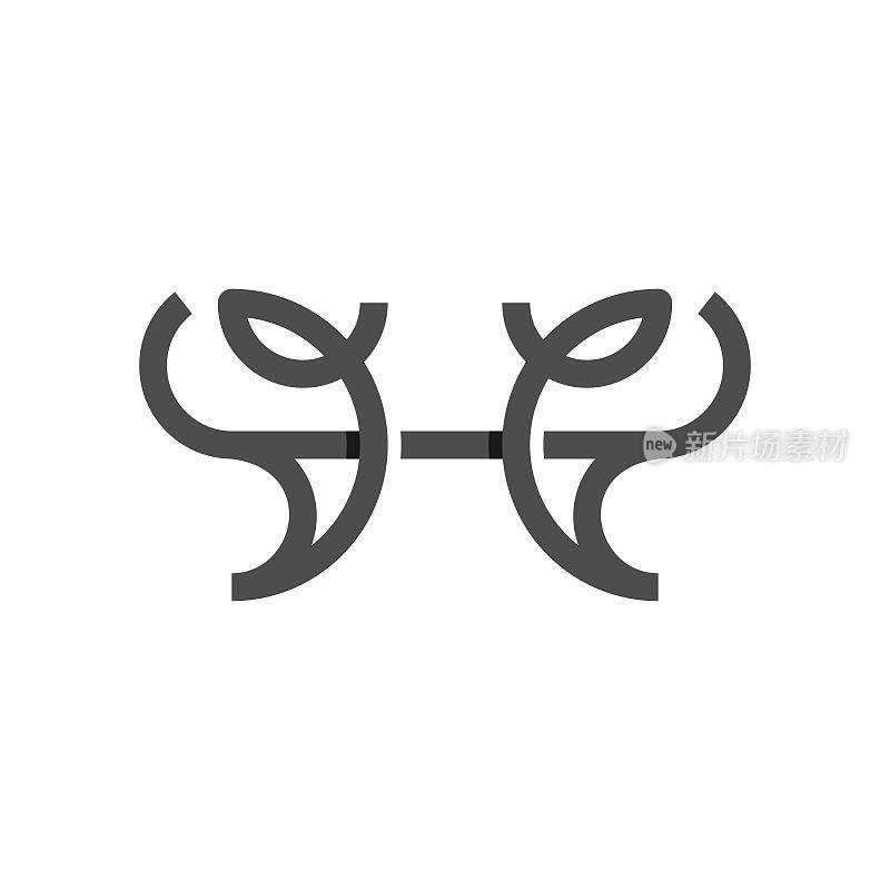 字母H大象线标志设计