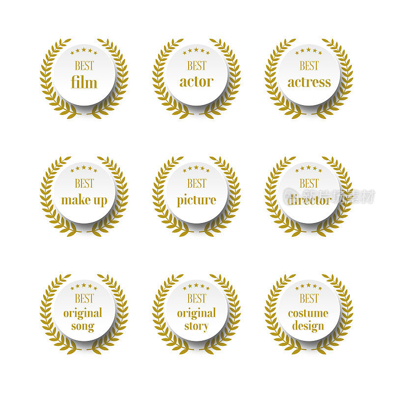 电影学院奖得主和最佳提名者的花环